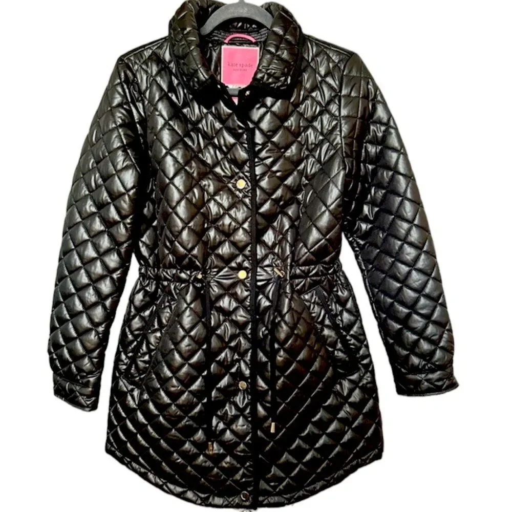 Kate Spade NWT black quilted jacket‎ with removable hood